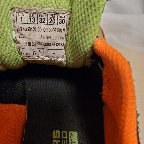 Boy's Skechers Go Run Sneakers Size 1 Neon Orange Lime Green with Black - Picture 4 of 5